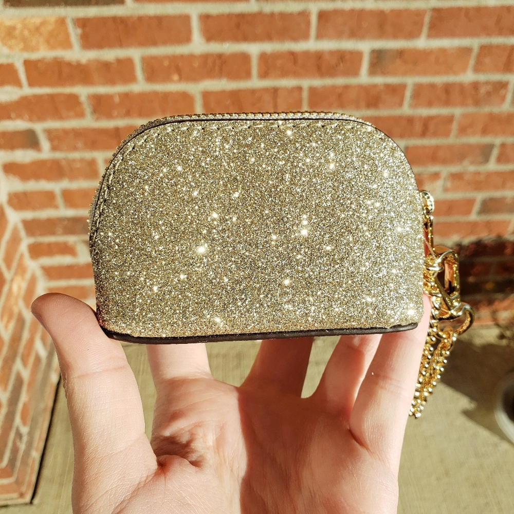 🌺NWT Michael Kors coin pouch key fob pale gold MK - Picture 3 of 5